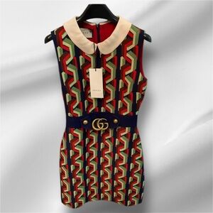 GUCCI Multicolor Chain Print Dress Size 38